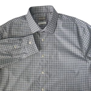 Michael Kors Mens XL Dress Shirt Blue Check Non-Iron Airsoft Stretch Regular Fit